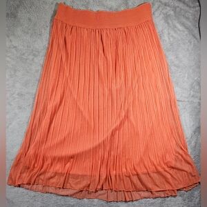 Metro Wear Women's Elegant Orange Pleated Skirt Sz XL